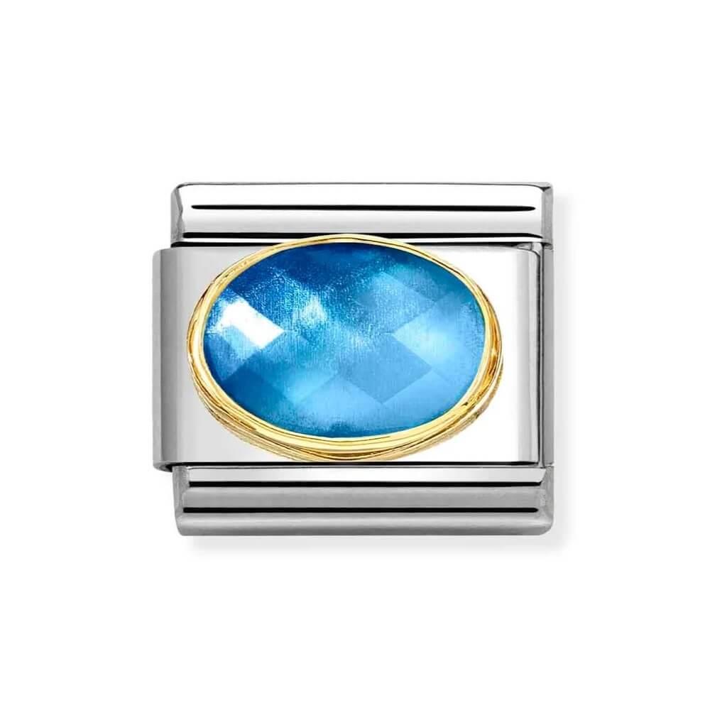 Composable Classic Link Two Tone Light Blue & Dark Blue CZ In 18K Gold