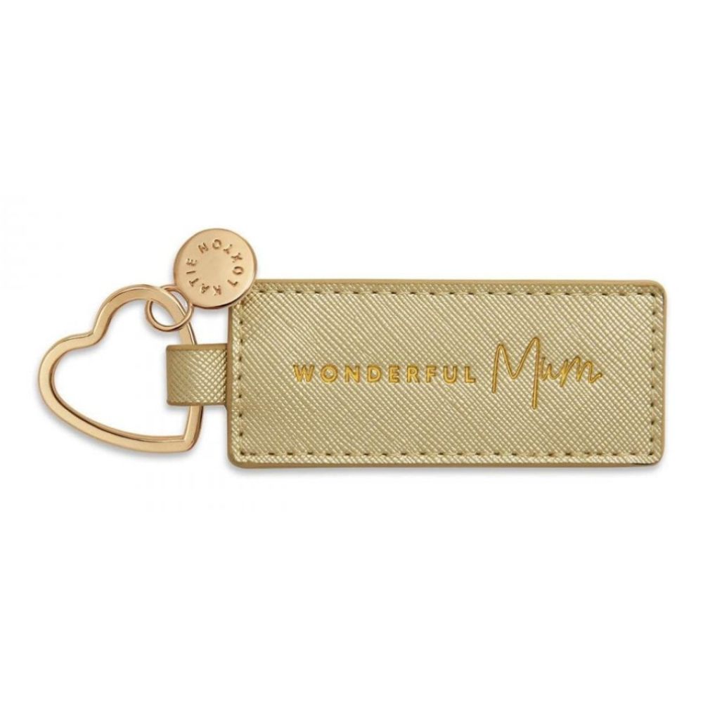 Sentiment Heart Keyring | Wonderful Mum | Gold | 8x3cm