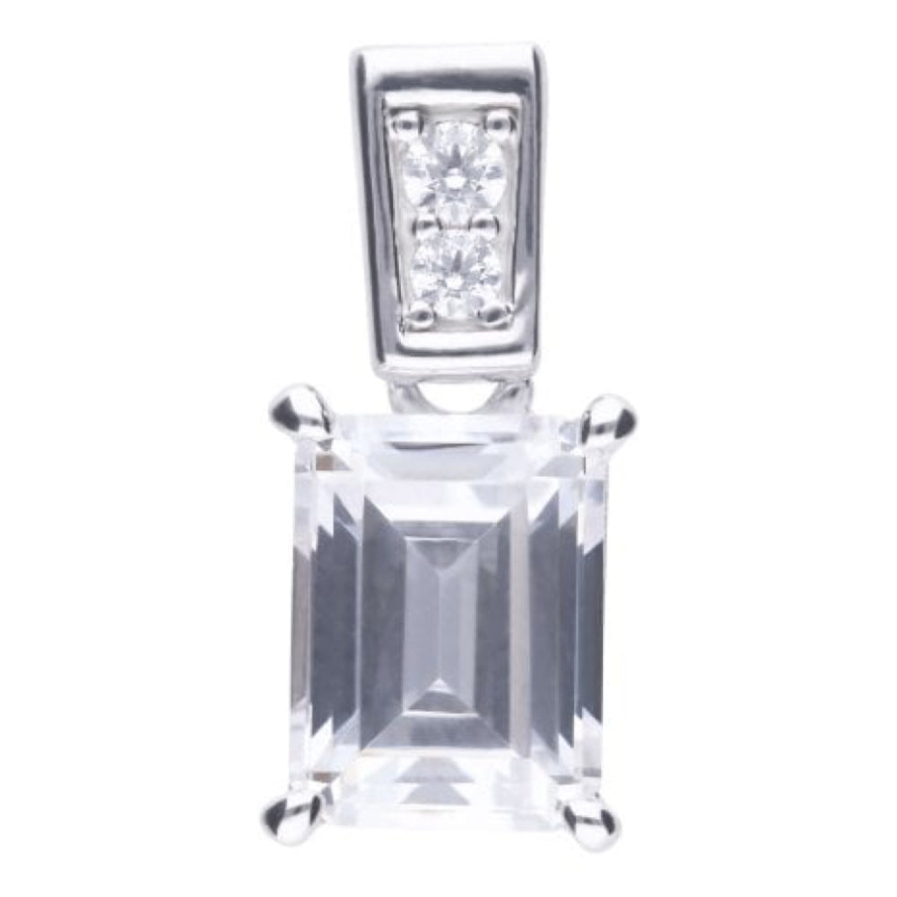 Emerald & Round Cut Zirconia Pendant Necklace