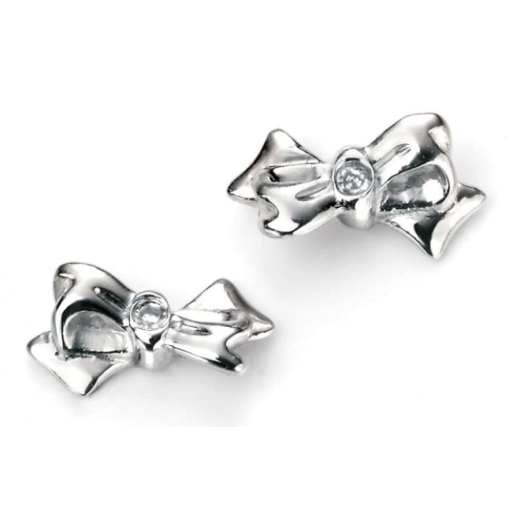 Girl's Silver Bow Earrings