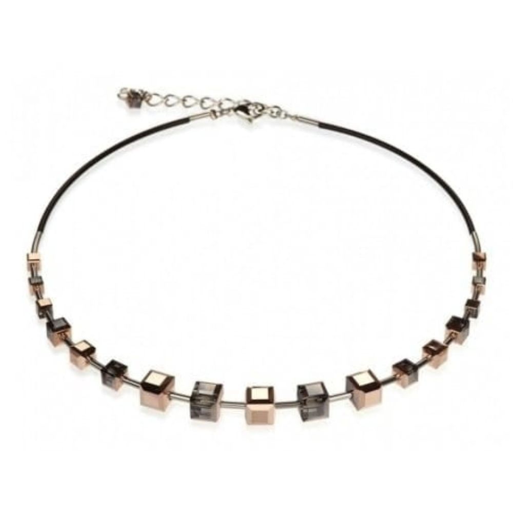 Faceted Swarovski Cubed Necklace With Rose Gold Detail