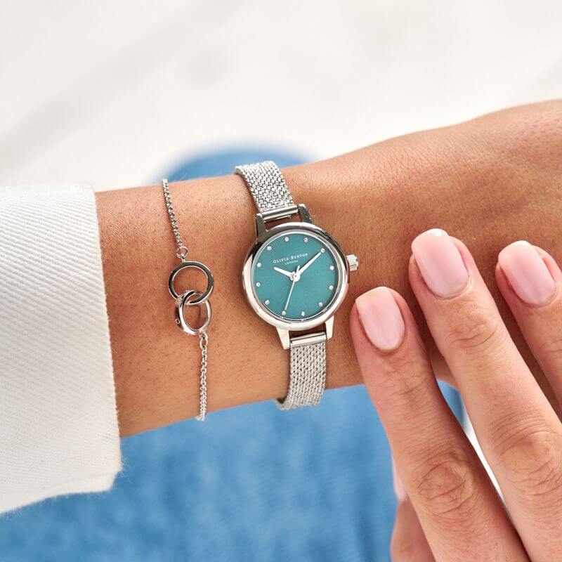Classics Teal & Silver Mesh Watch