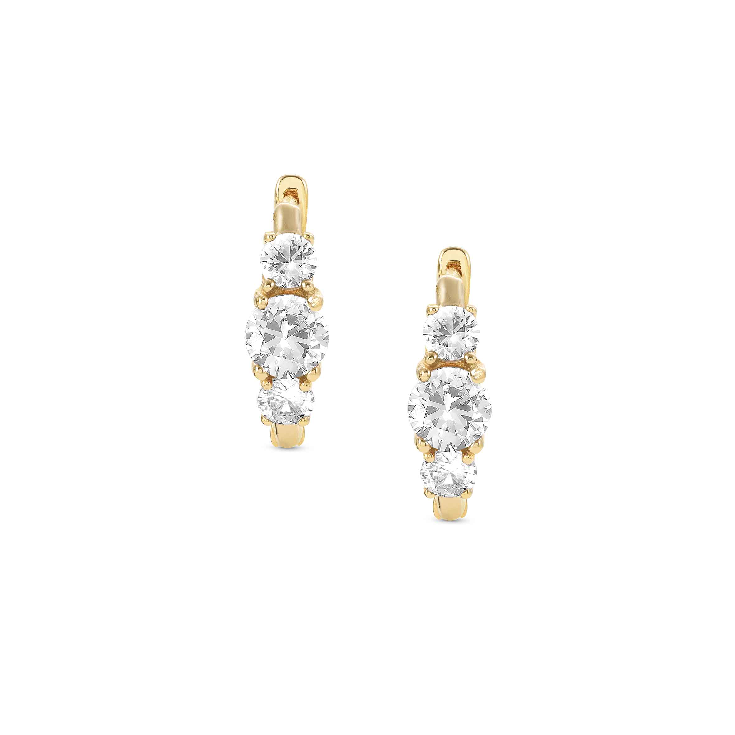 Colour Wave Hoop Earrings In Gold & White CZ