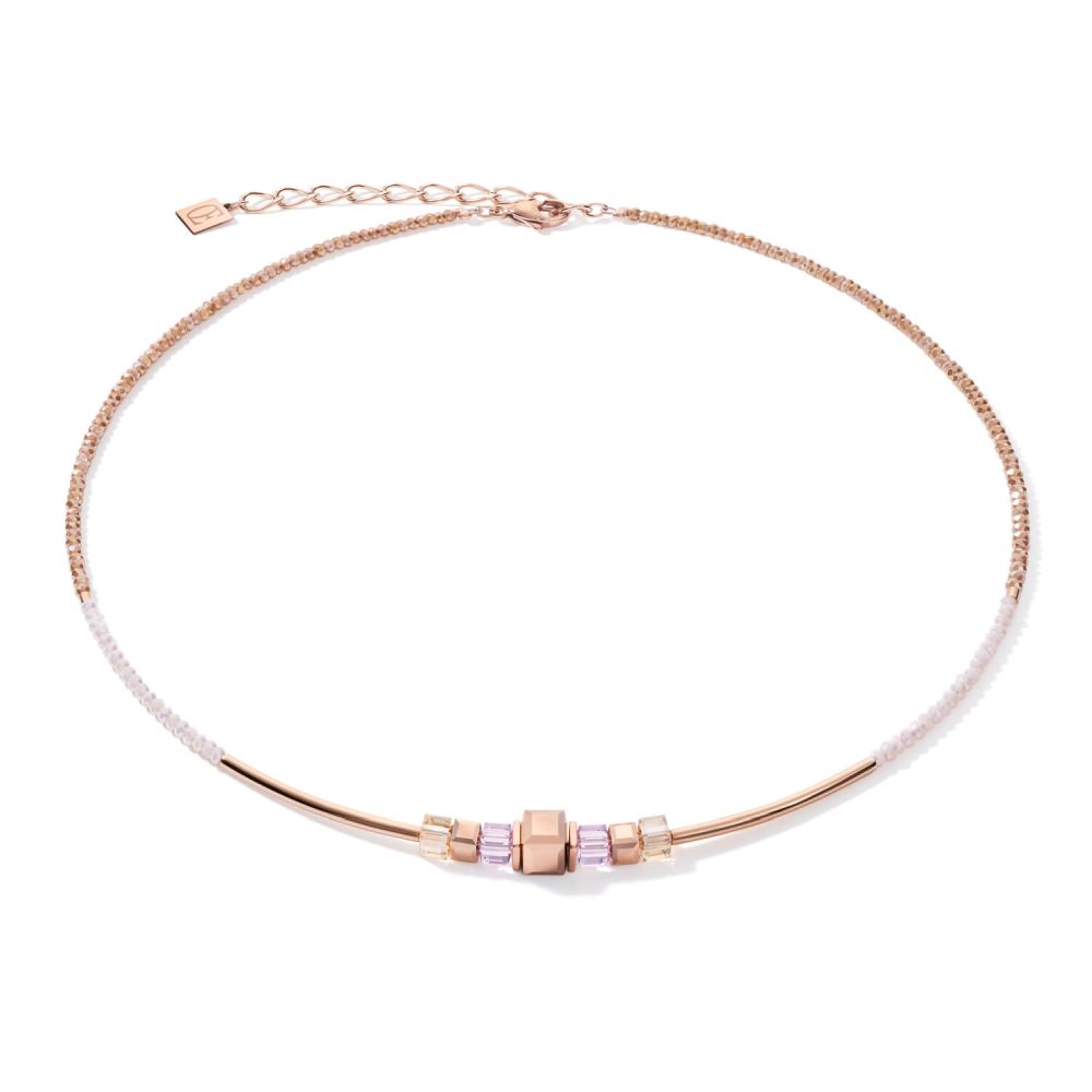 Frontline Rose Gold-Lilac Geo Cube Necklace
