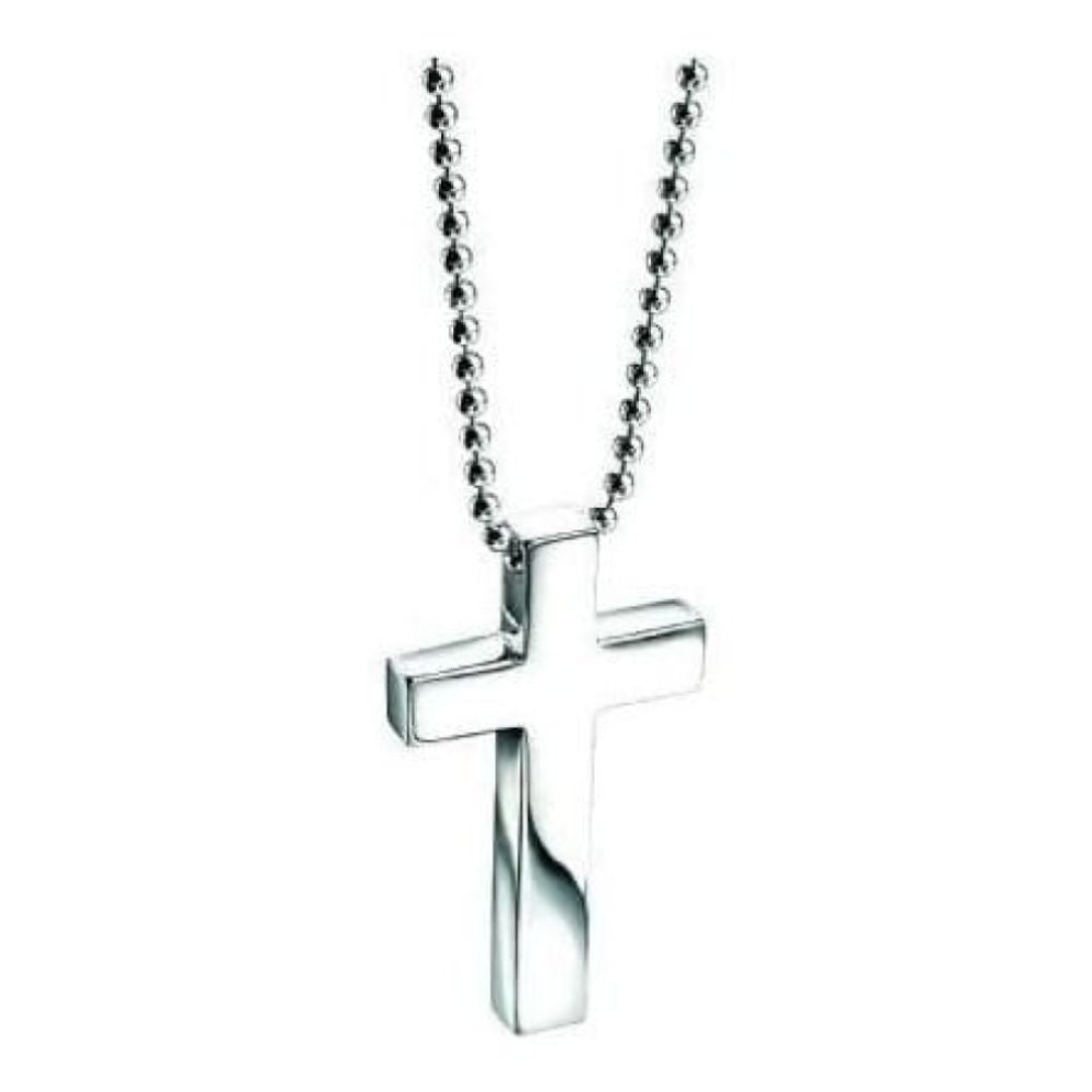 Gents Sterling Silver Cross Pendant Necklace