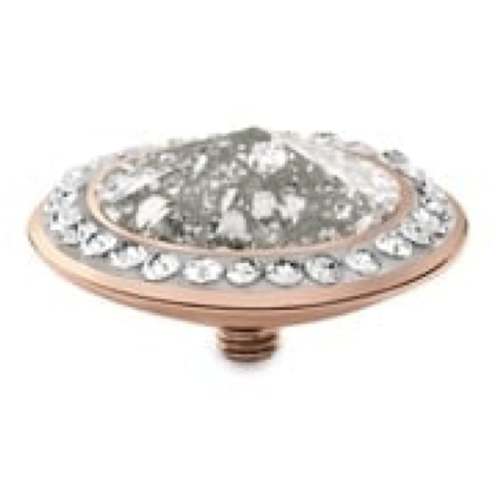 Famosa Tondo Deluxe 16mm Silver Patina In Rose Gold Plated Ring Top