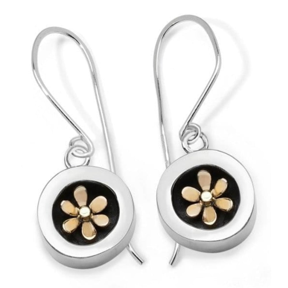 Secrets Sterling Silver & 9ct Yellow Gold Drop Earrings