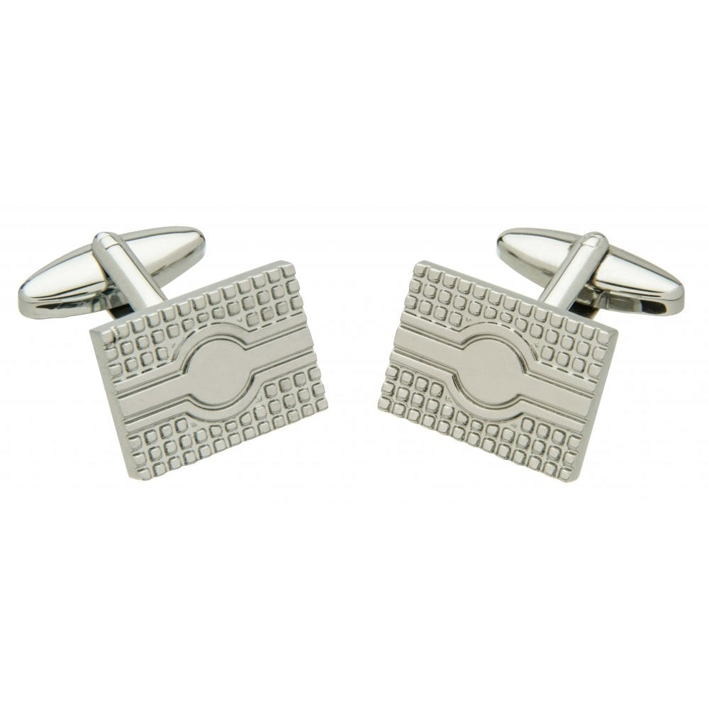 Brass Fine Line Pattern Rectangular Cufflinks