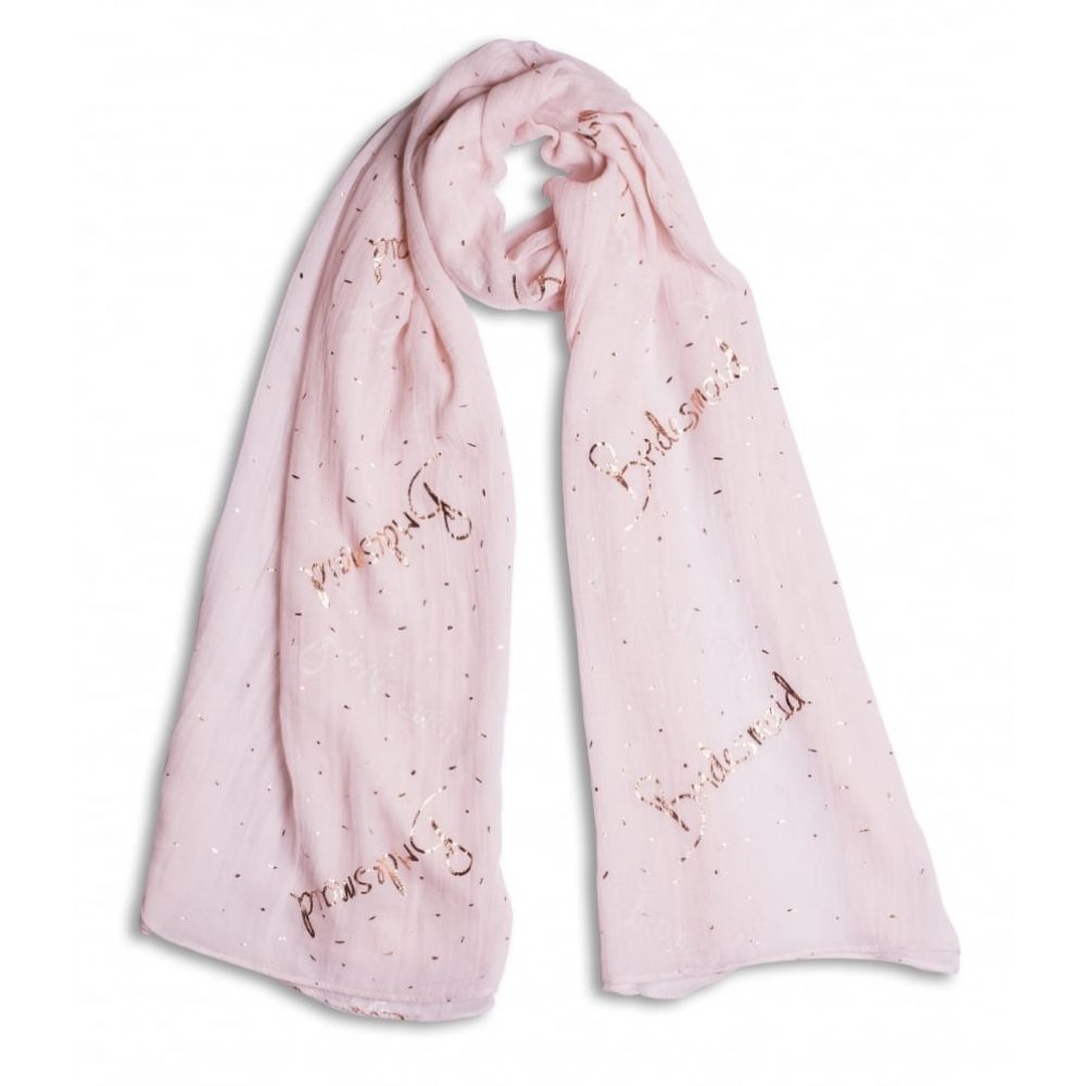 Sentiment Scarf - Bridesmaid - Nude Blush Pink/ Rose Gold Foil Print