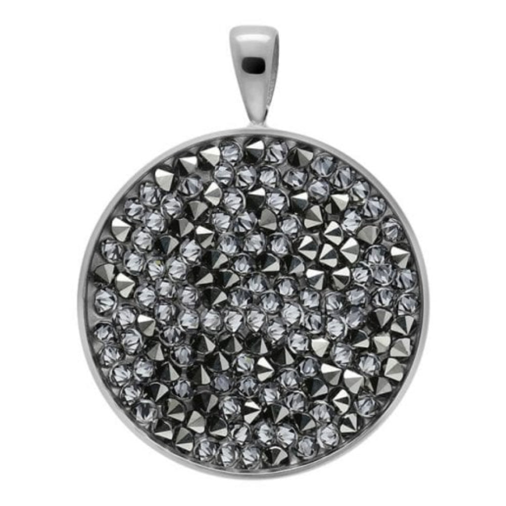 Pendant Tirano Big 25mm Metallic Light Gold Crystals In Silver