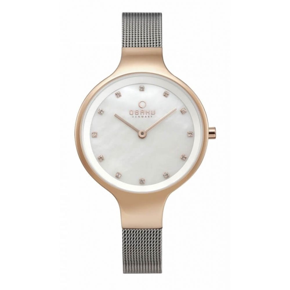 Ladies Rose Gold Case Quartz Watch With Mesh Strap