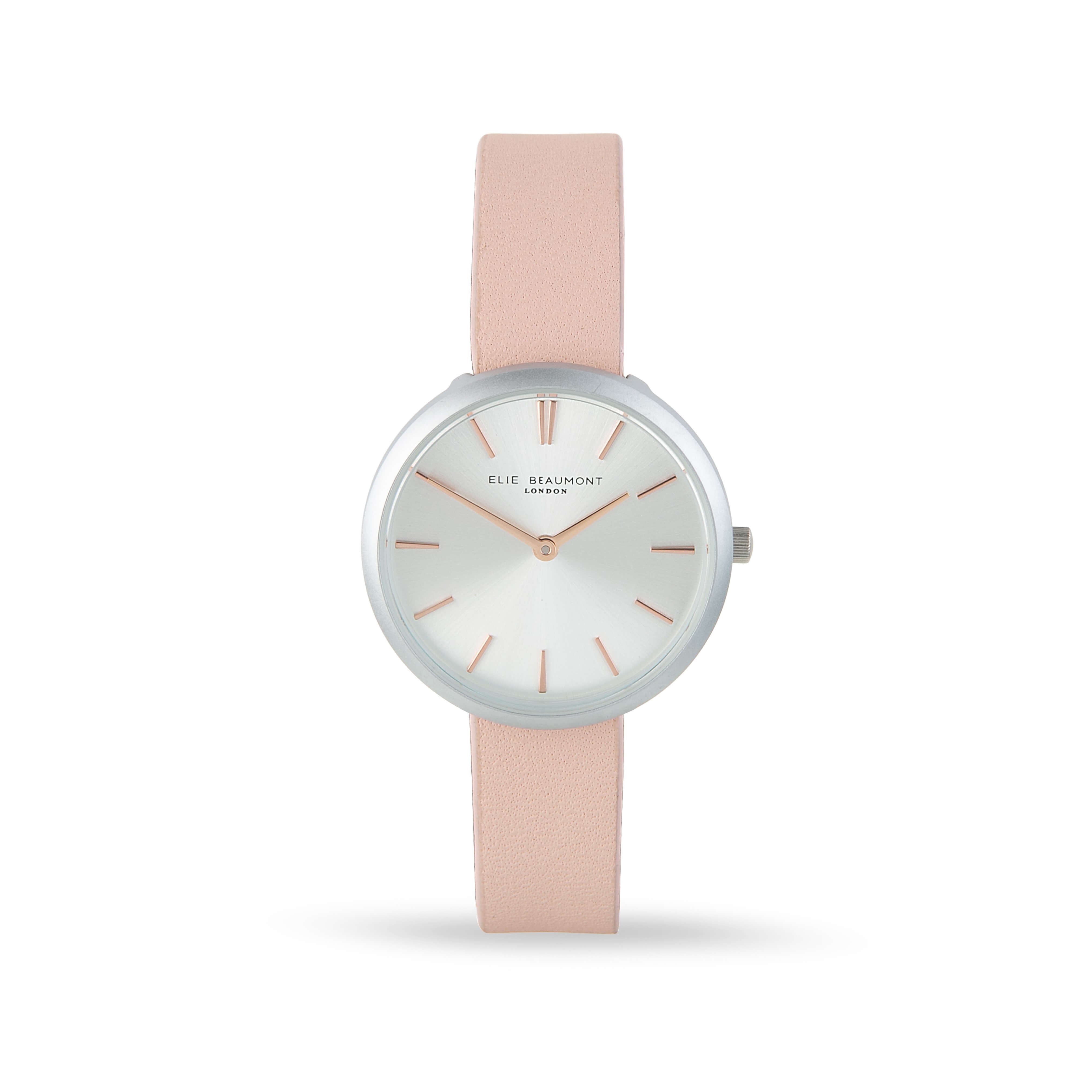 Marlow Dusty Pink Leather Strap Silver Case