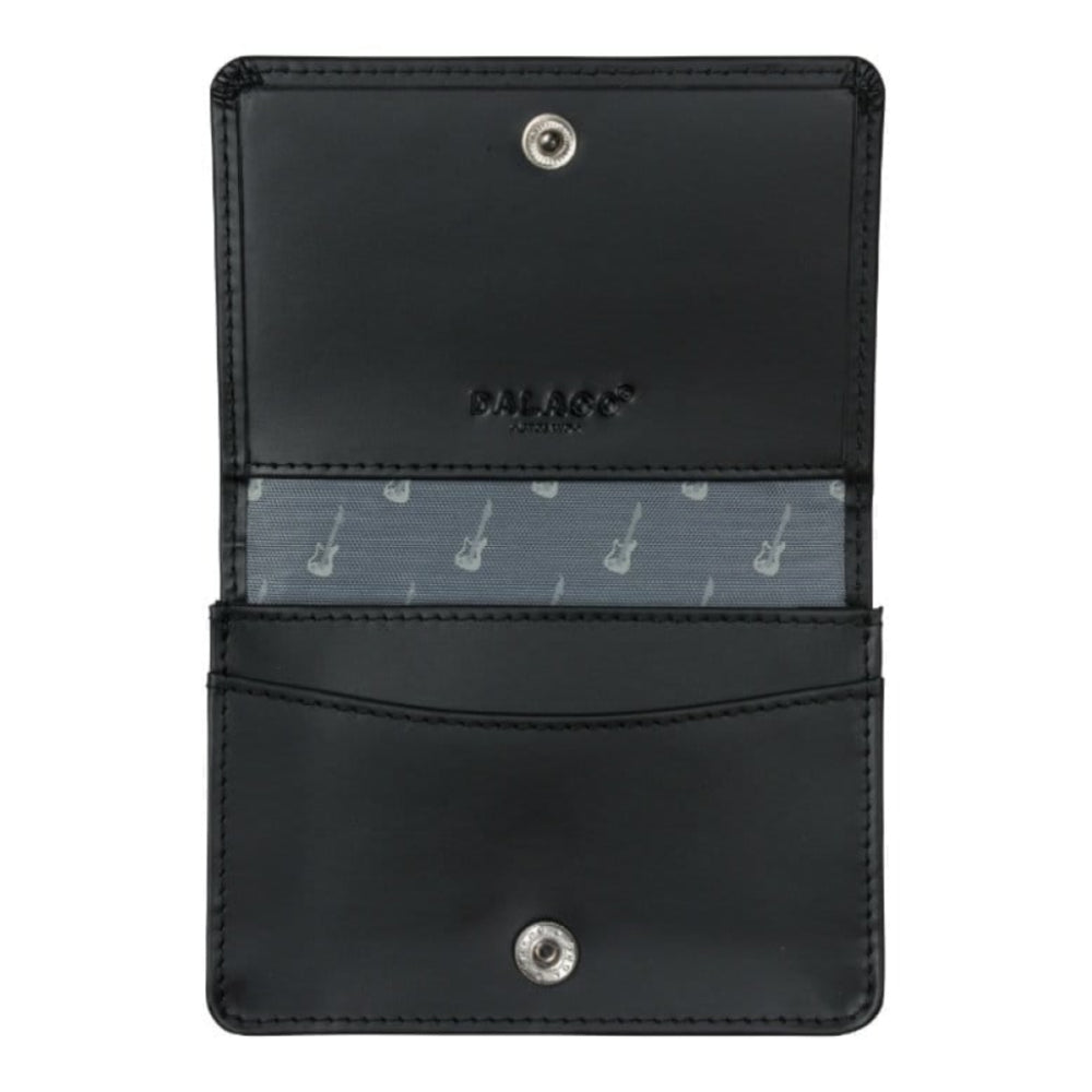 Leather Credit Card holder with Guitar lining -Black