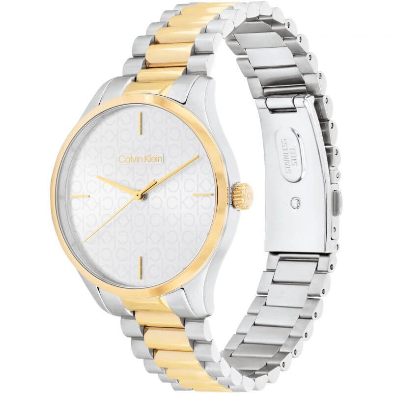 Iconic White CK Dial Two Tone Bracelet Unisex Watch