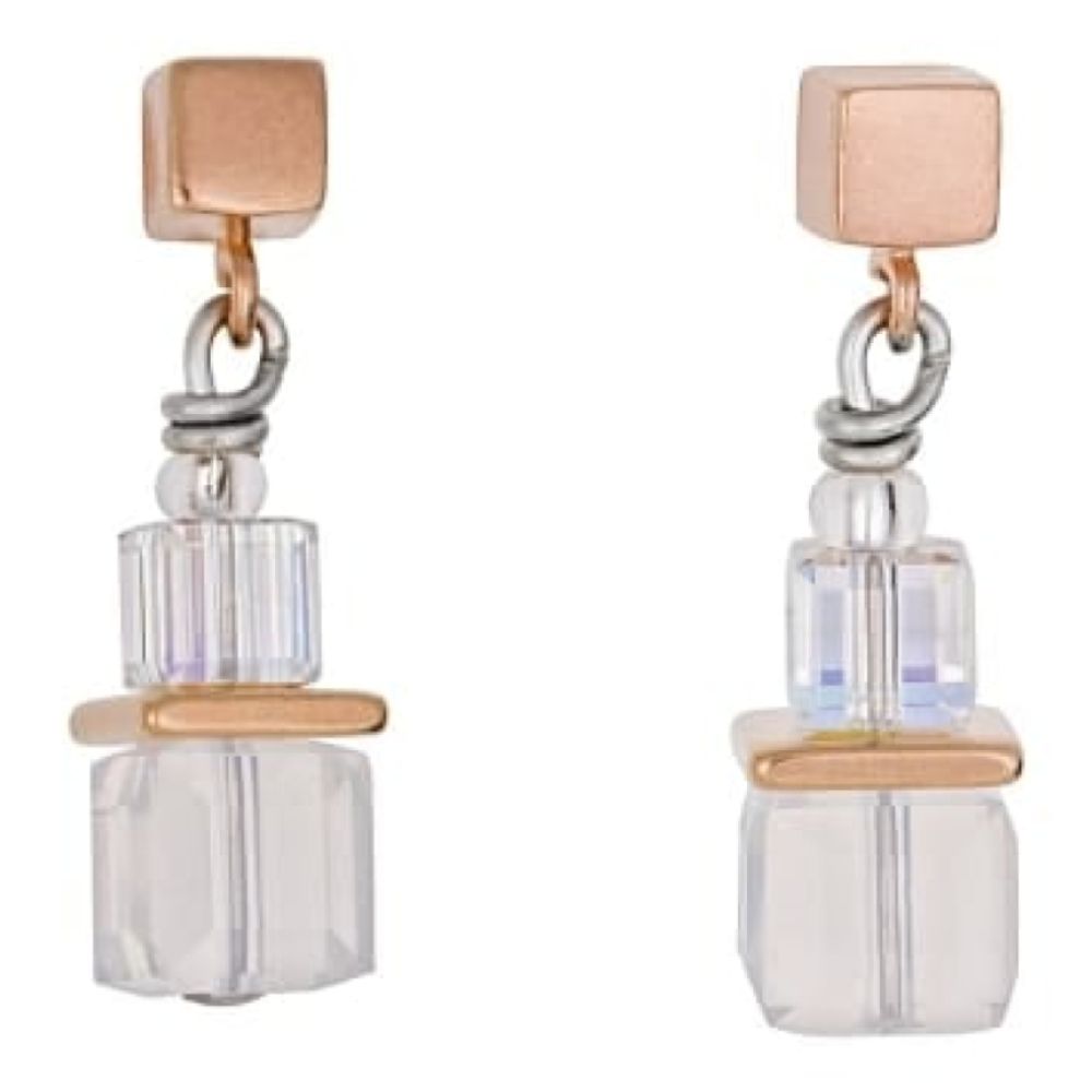 Ladies' White And Rose Gold Earrings