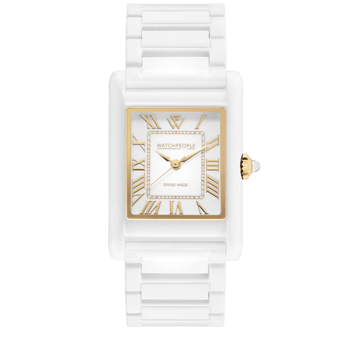 WP6 Solid Shiny White Strap White Gold Dial Watch