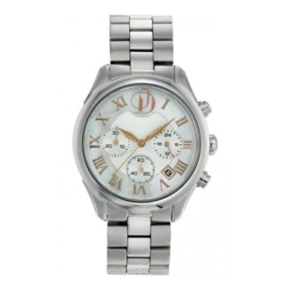 Ladies Stainless Steel Chronograph Watch With Rose Gold Details
