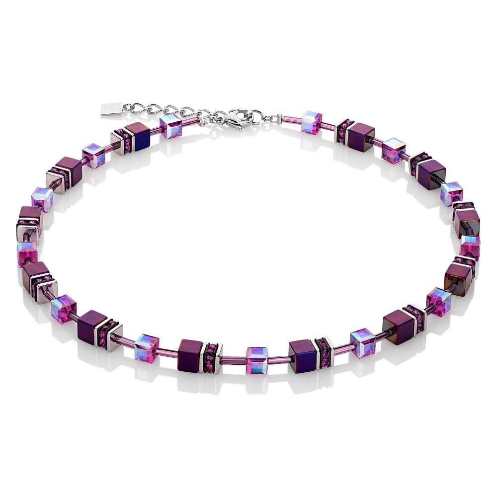 Metallic Plum Swarovski Geo Cube Necklace