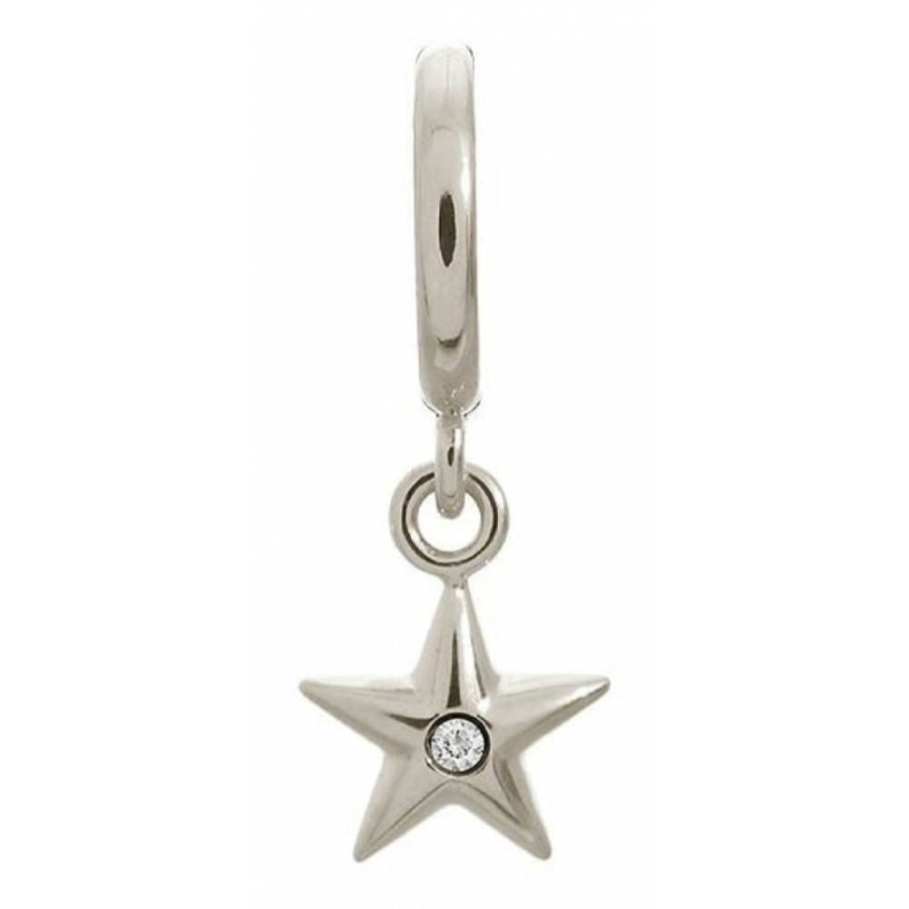 Sterling Silver Star With White Crystal Charm