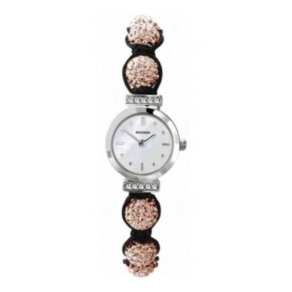 Ladies Peach & Silver Crystalla Watch