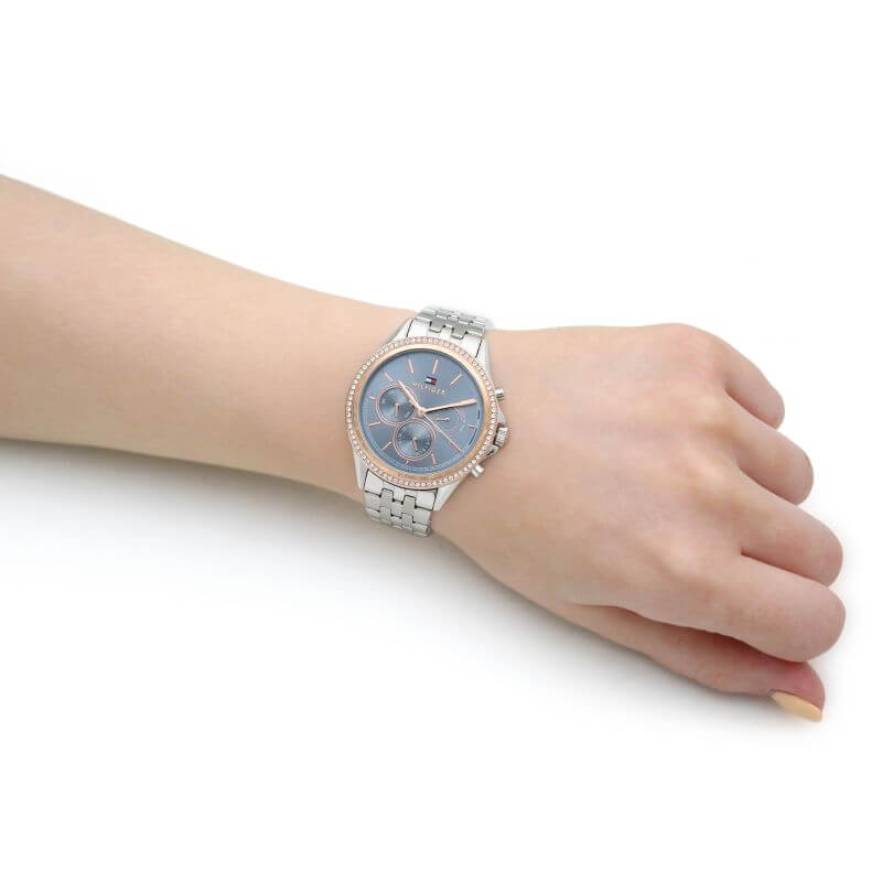Ari Classic Two Tone Steel With Crystals Ladies Watch