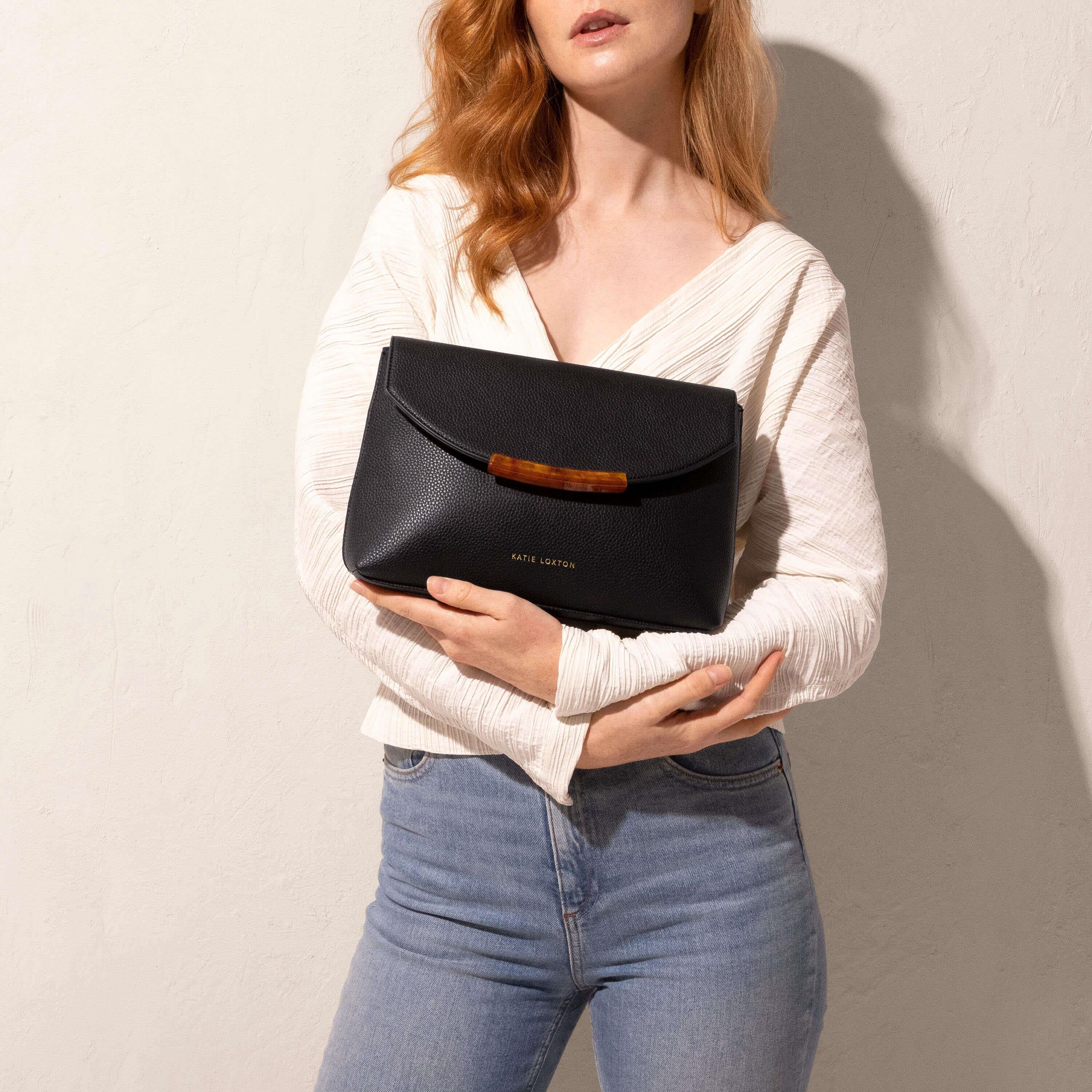 Dani Tortoiseshell Clutch | Black | 19 X 27 X 6cm