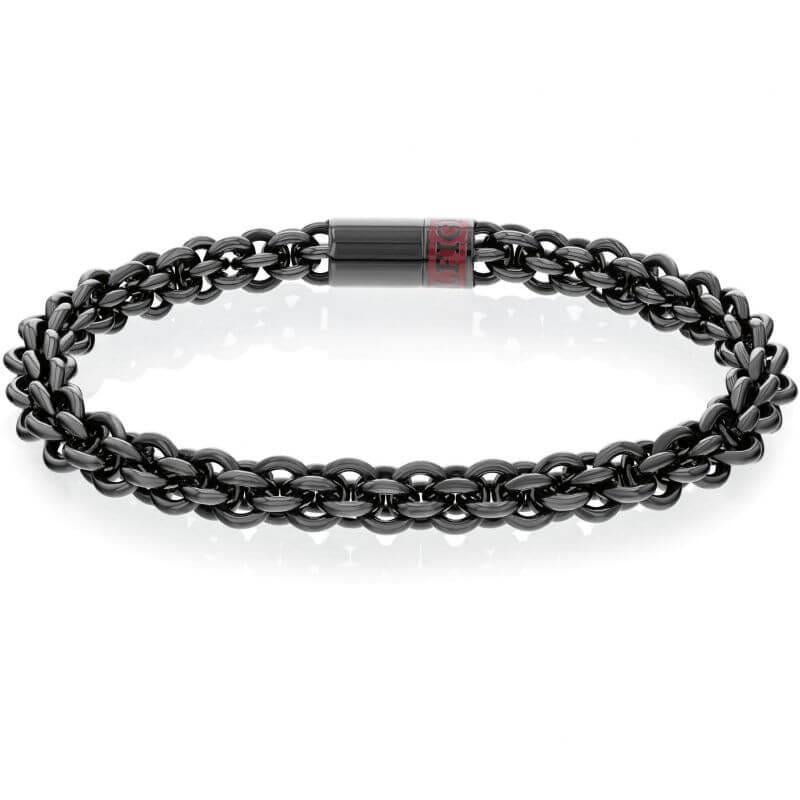Intertwined Circles Black IP Chain Gents Bracelet