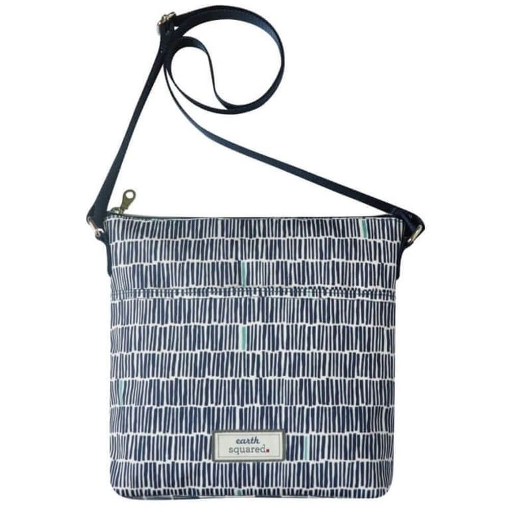 Navy Bamboo Oil Cloth Messenger Bag