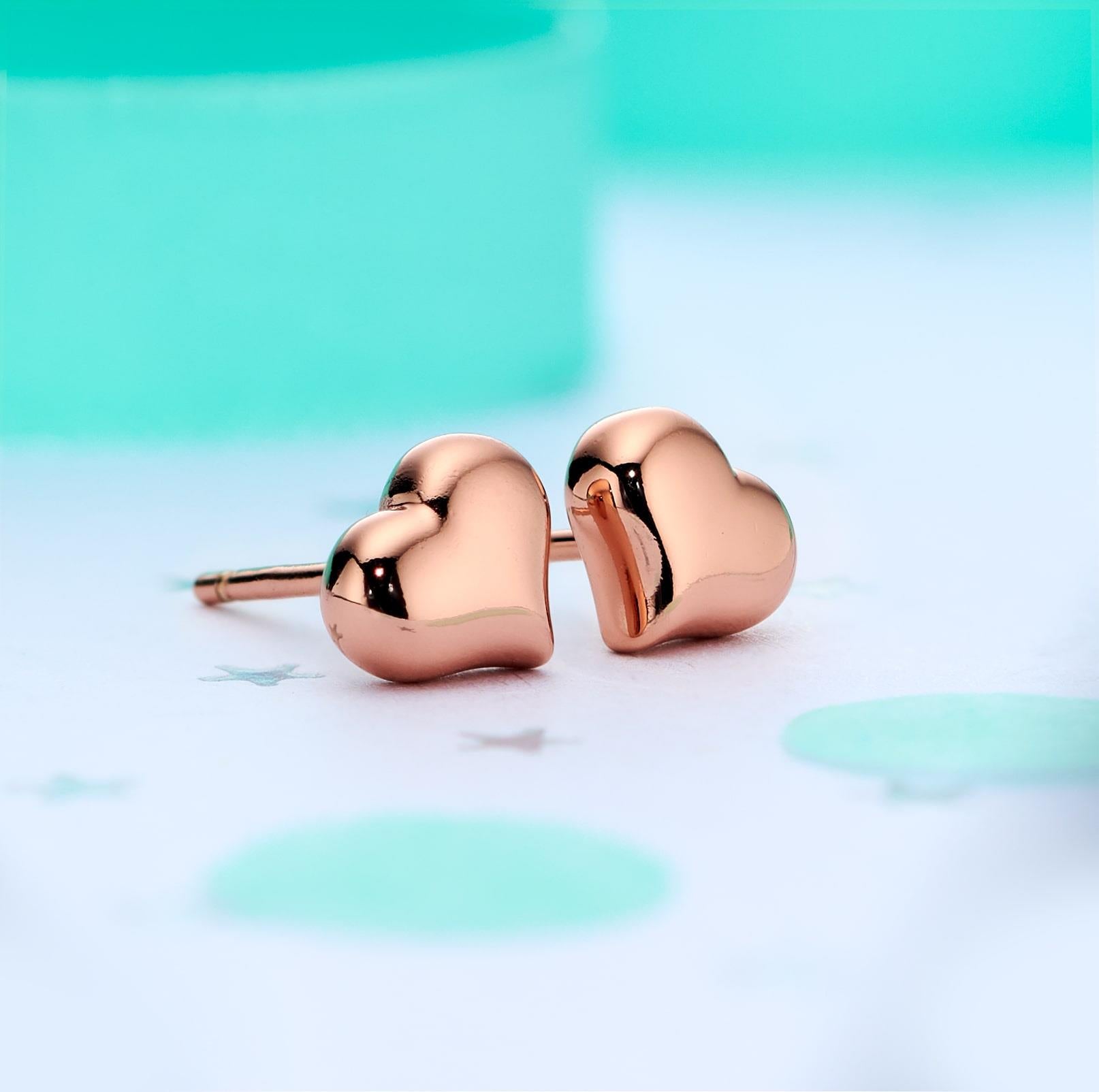 Emily - Rose Gold Heart Studs