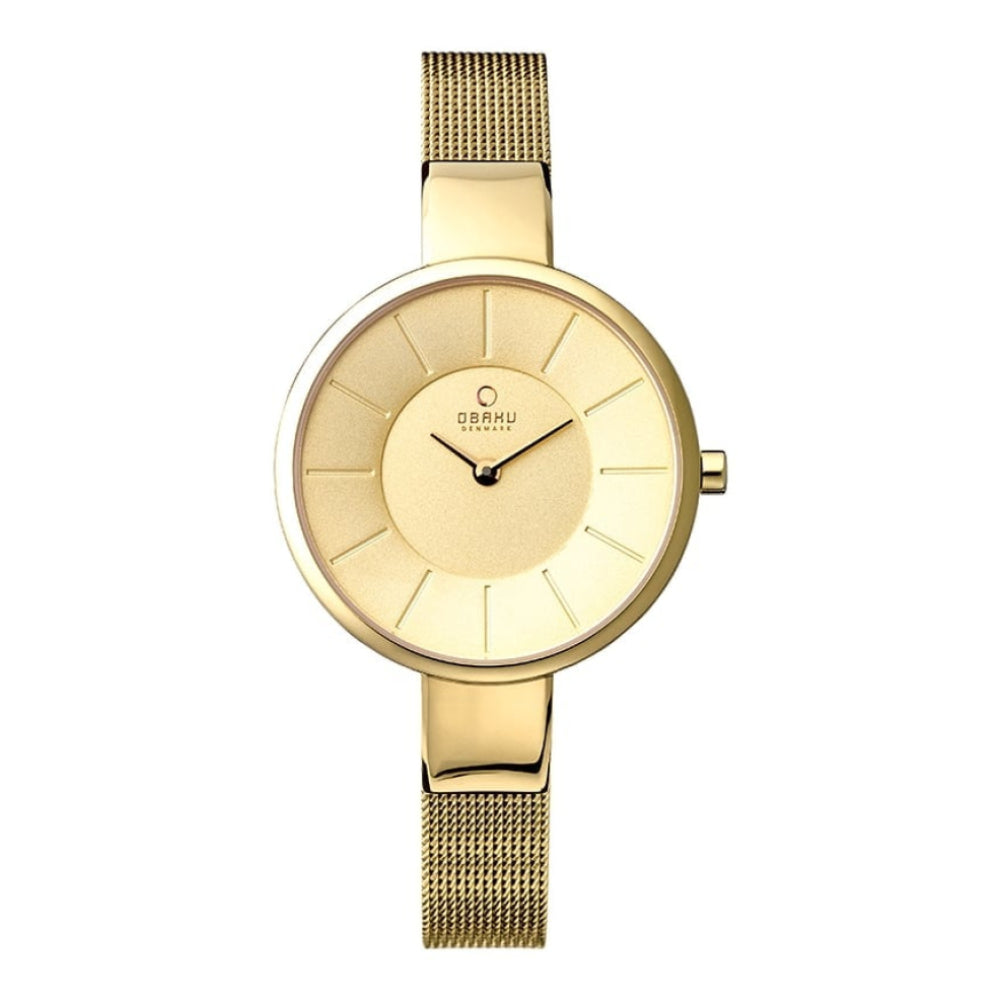 SOL - GOLD Gold Plated Stainless Steel Mesh Bracelet Watch