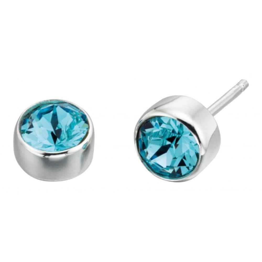 March Birth Stone Swarovski Sterling Silver Earring