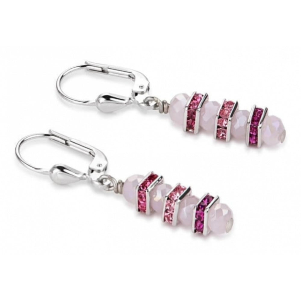 Pink Crystals & Silver Earrings