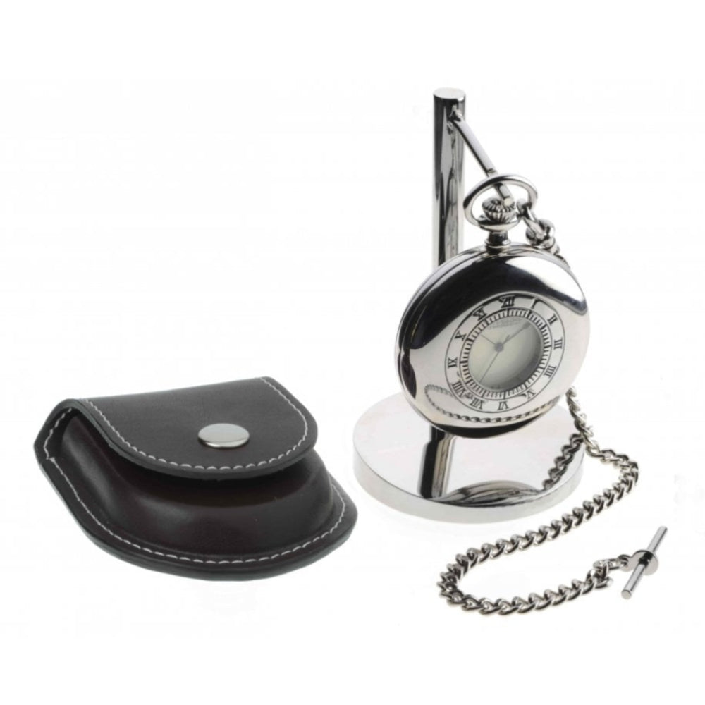 Half Hunter Pocket Watch With Stand & Pouch