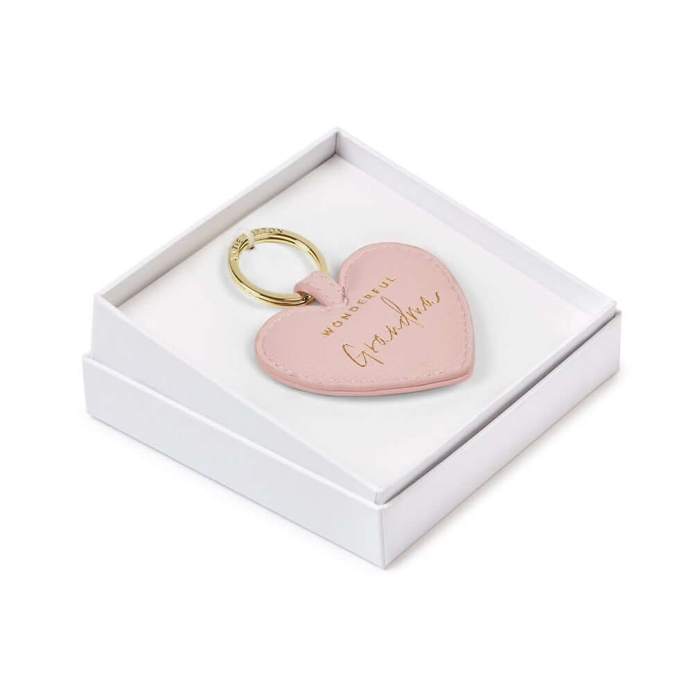 Beautifully Boxed Sentiment Heart Keyring | Wonderful Grandma | Blush Pink