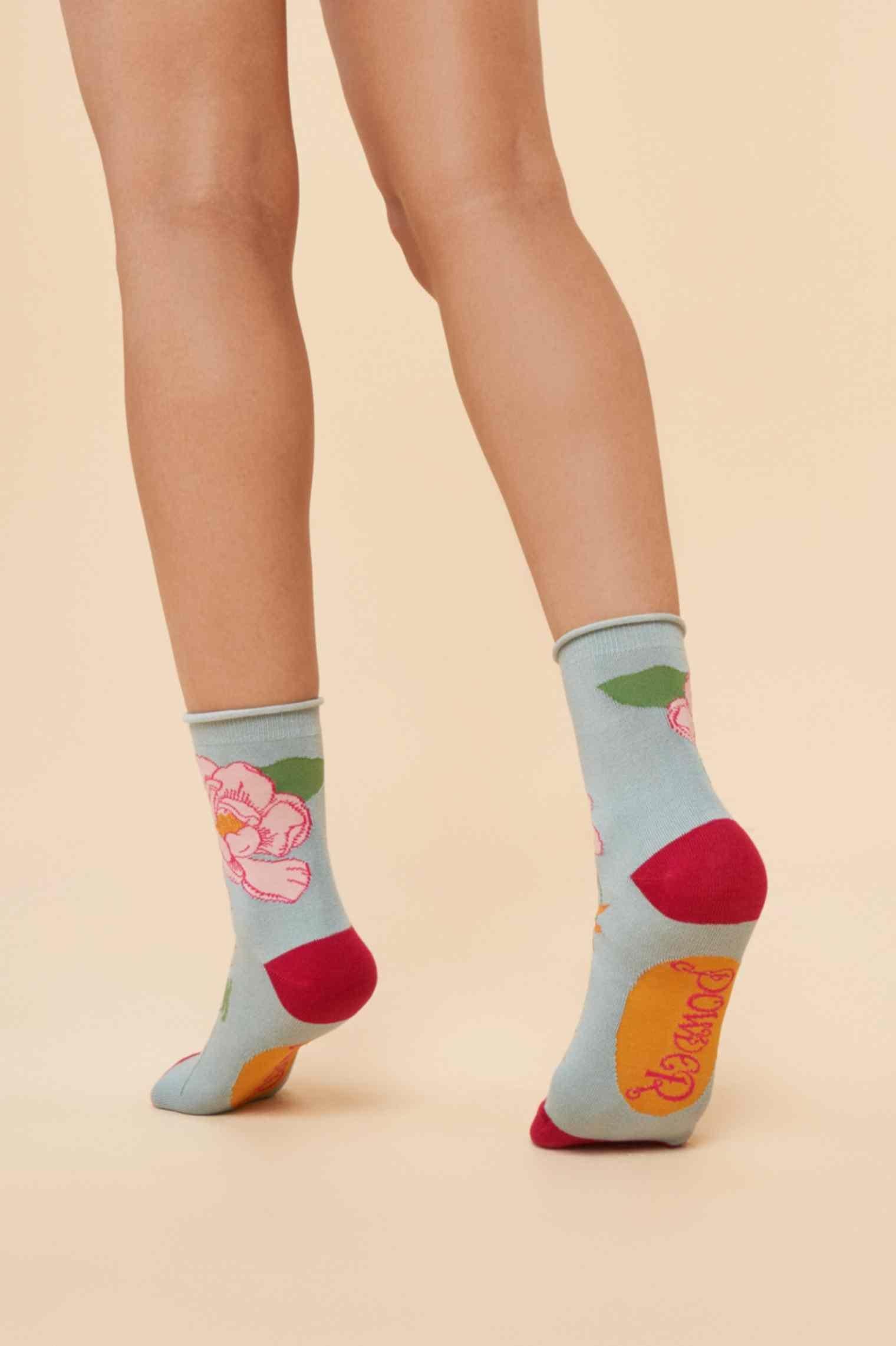 Tropical Flora Ankle Socks - Ice