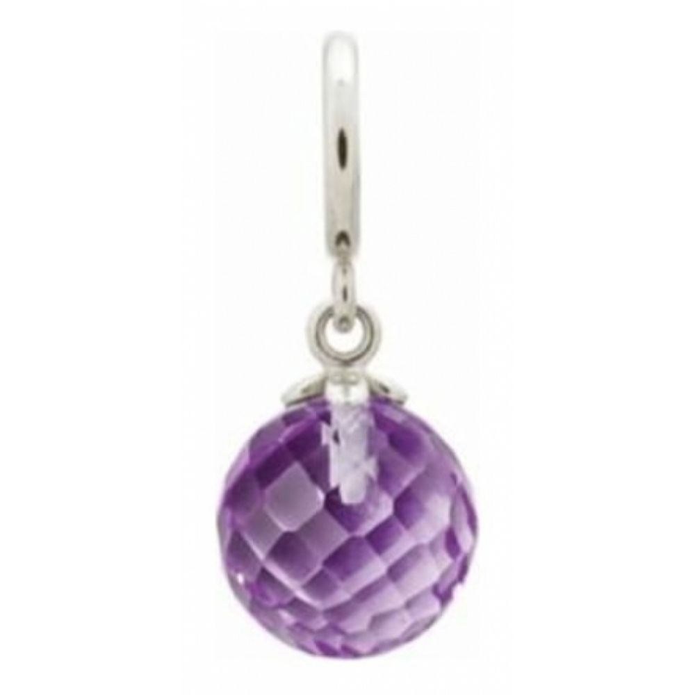 Purple Crystal Ball Pendant Sterling Silver Charm