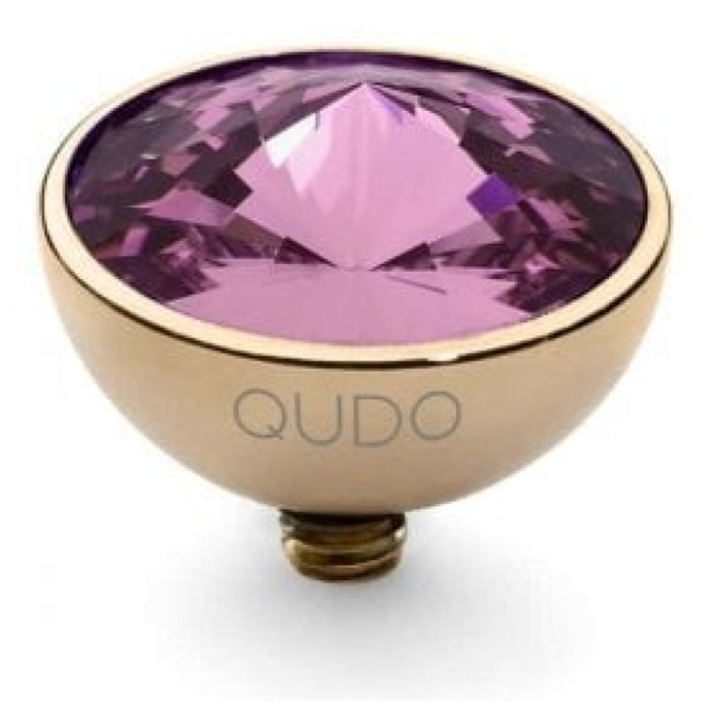 Famosa Gold 11.5mm Bottone Ring Top Amethyst
