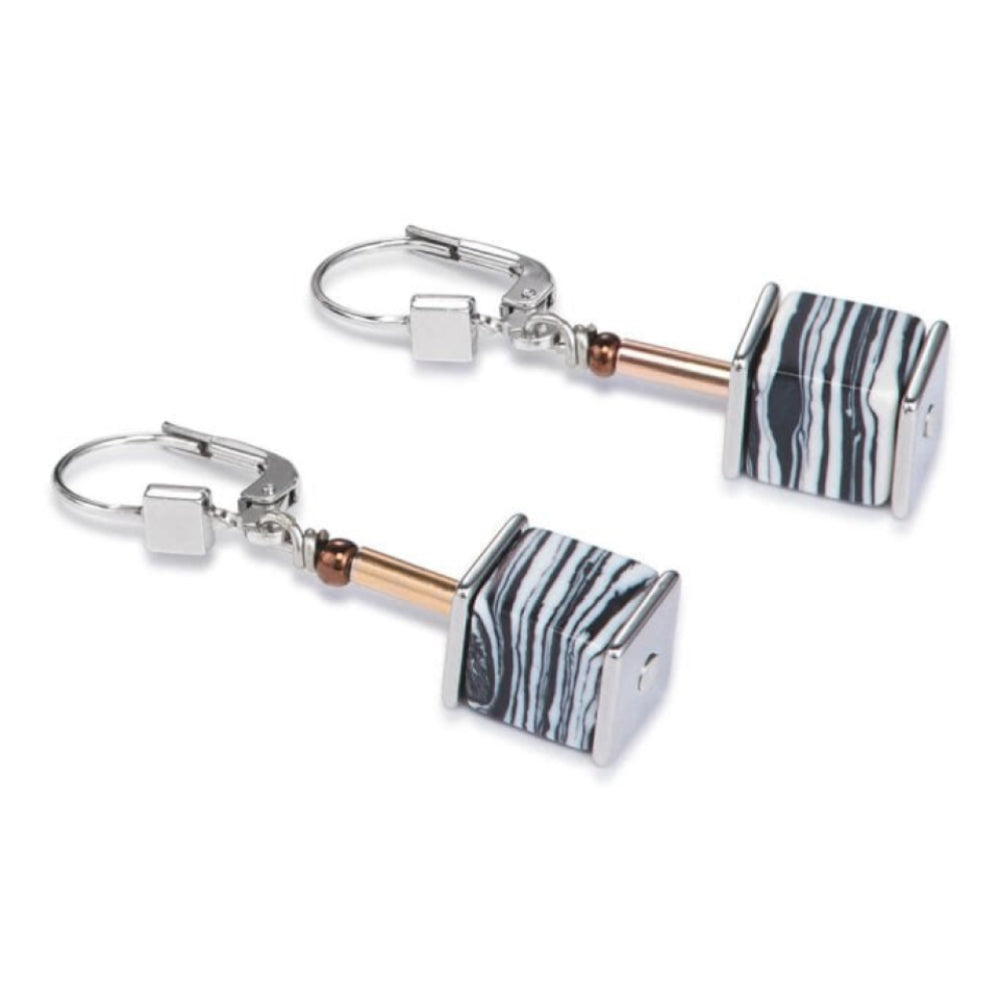 Geo Cube Nude Pierced Earrings