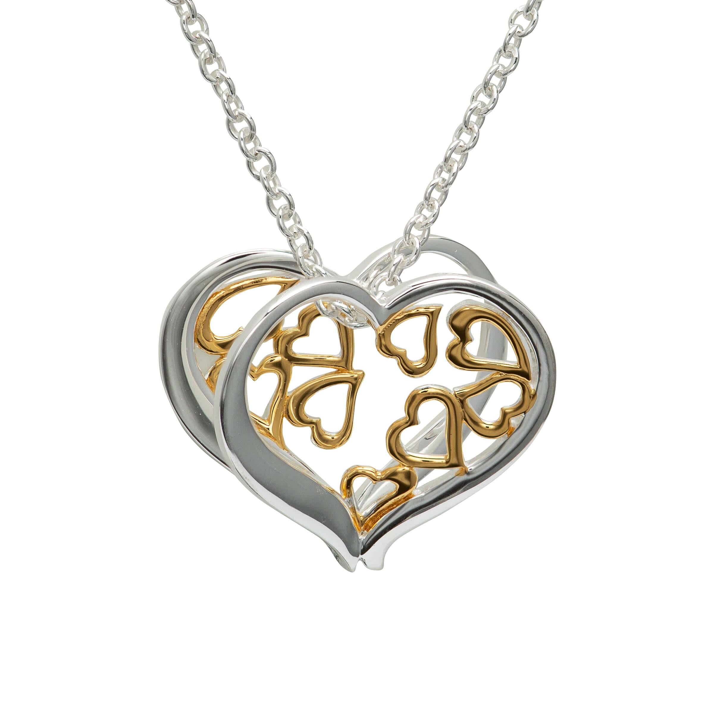 Silver 925 Heart Pendant Necklace With YG Plating