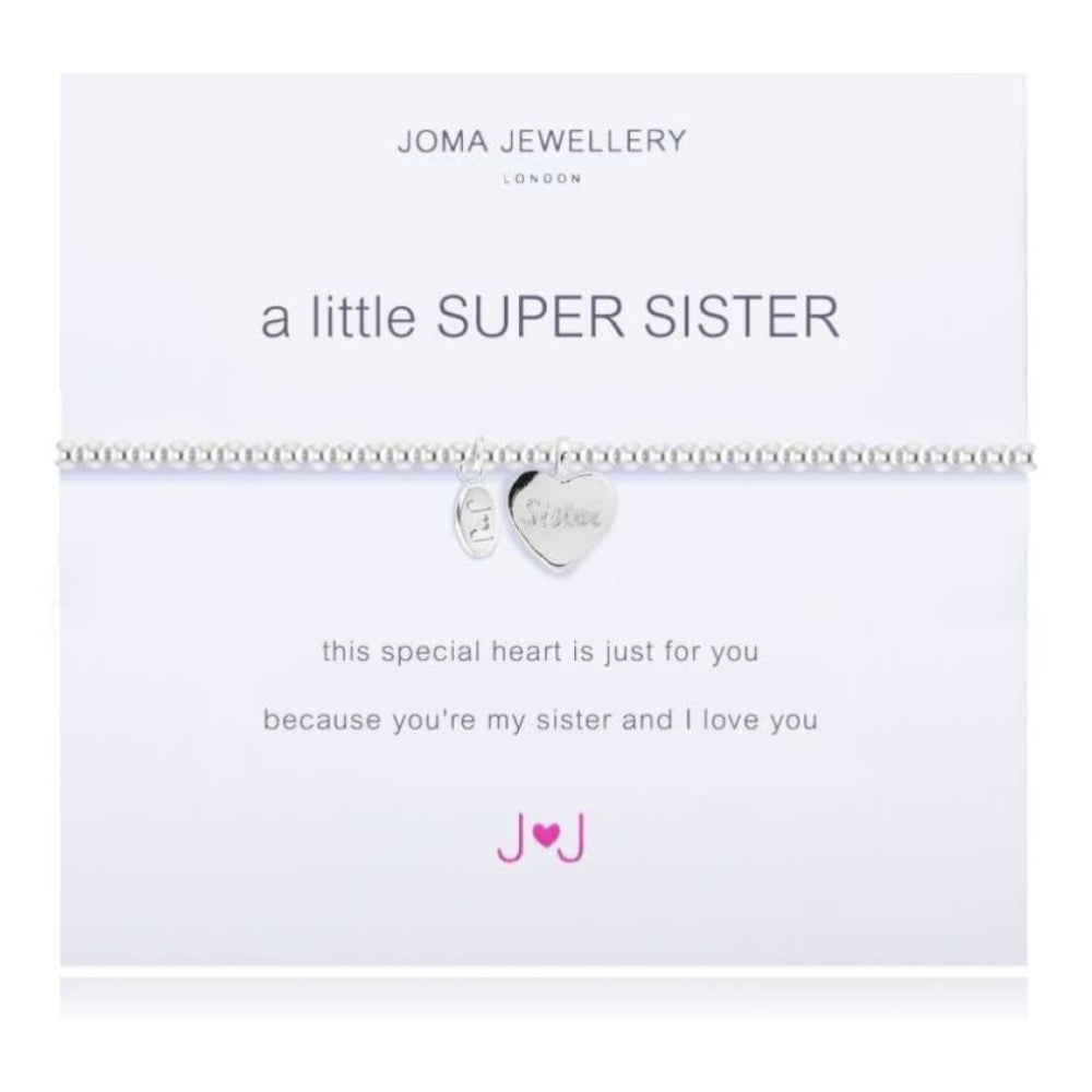 a little SUPER SISTER - bracelet silver heart