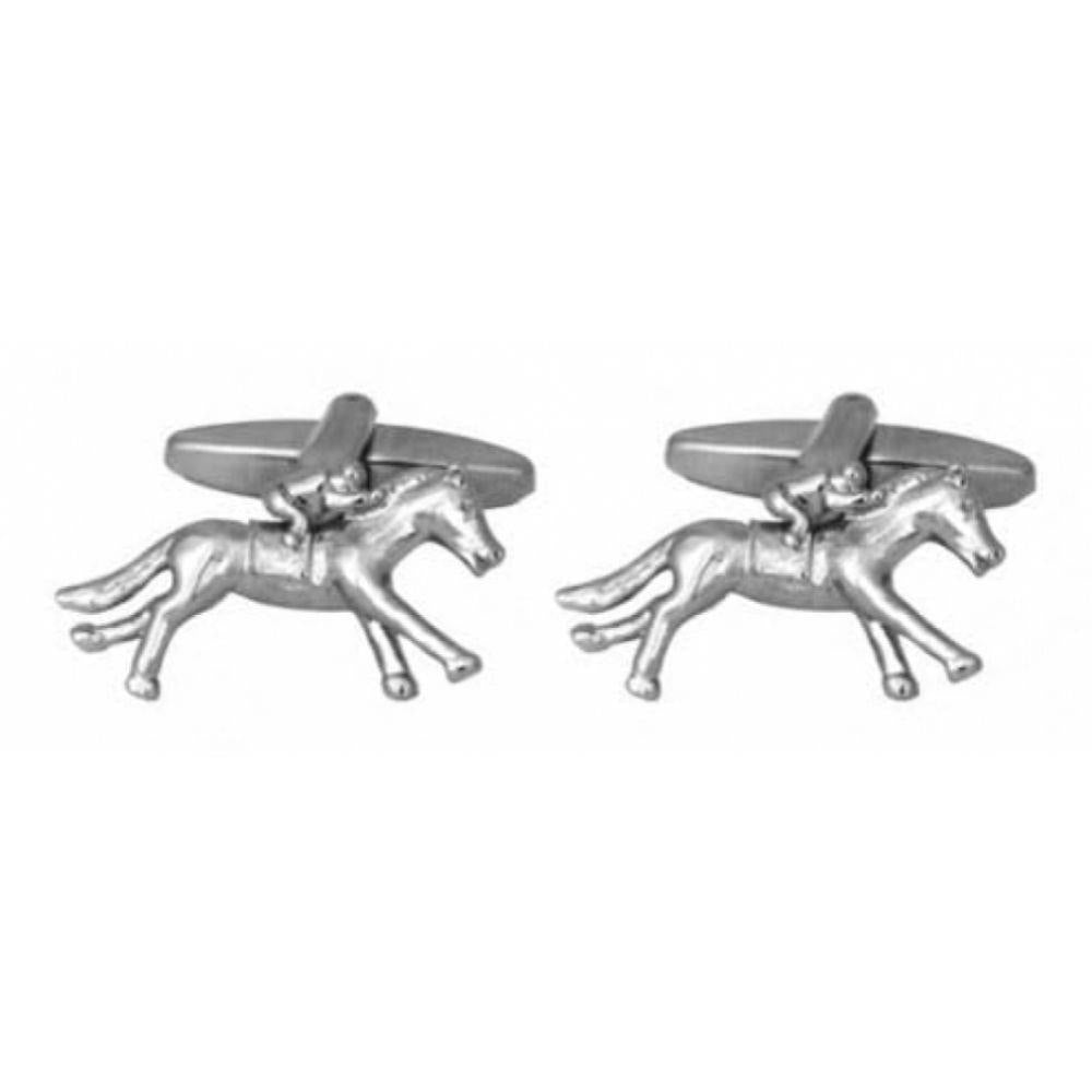 Rhodium Plated Horse & Jockey Cufflinks
