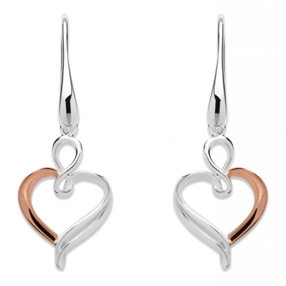 Sterling Silver 925 Earrings With Rose Gold Plating Hearts