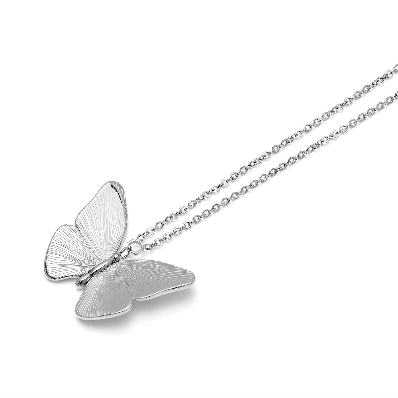 SS Butterfly With Etched Detail Necklace