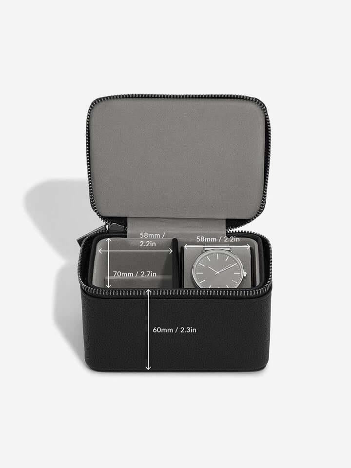 Pebble Black Zipped Watch & Cufflink Box