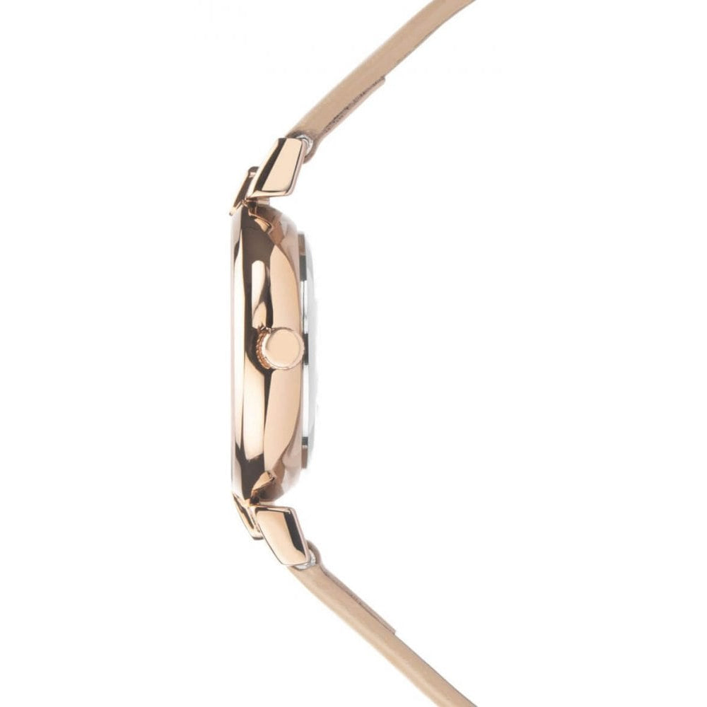 Rose Gold Plated Case With Rose Dial & Nude Leather Strap Ladies Watch