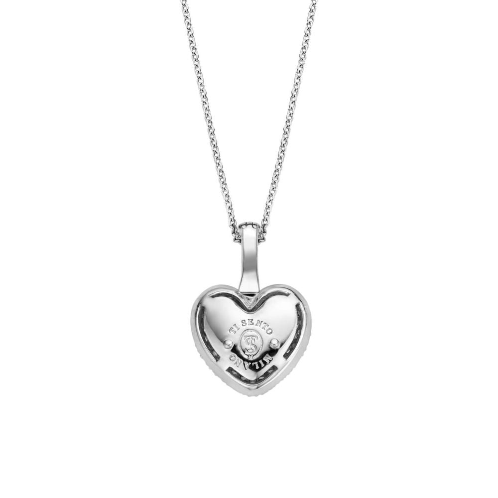 Pave Set CZ Heart Pendant Necklace