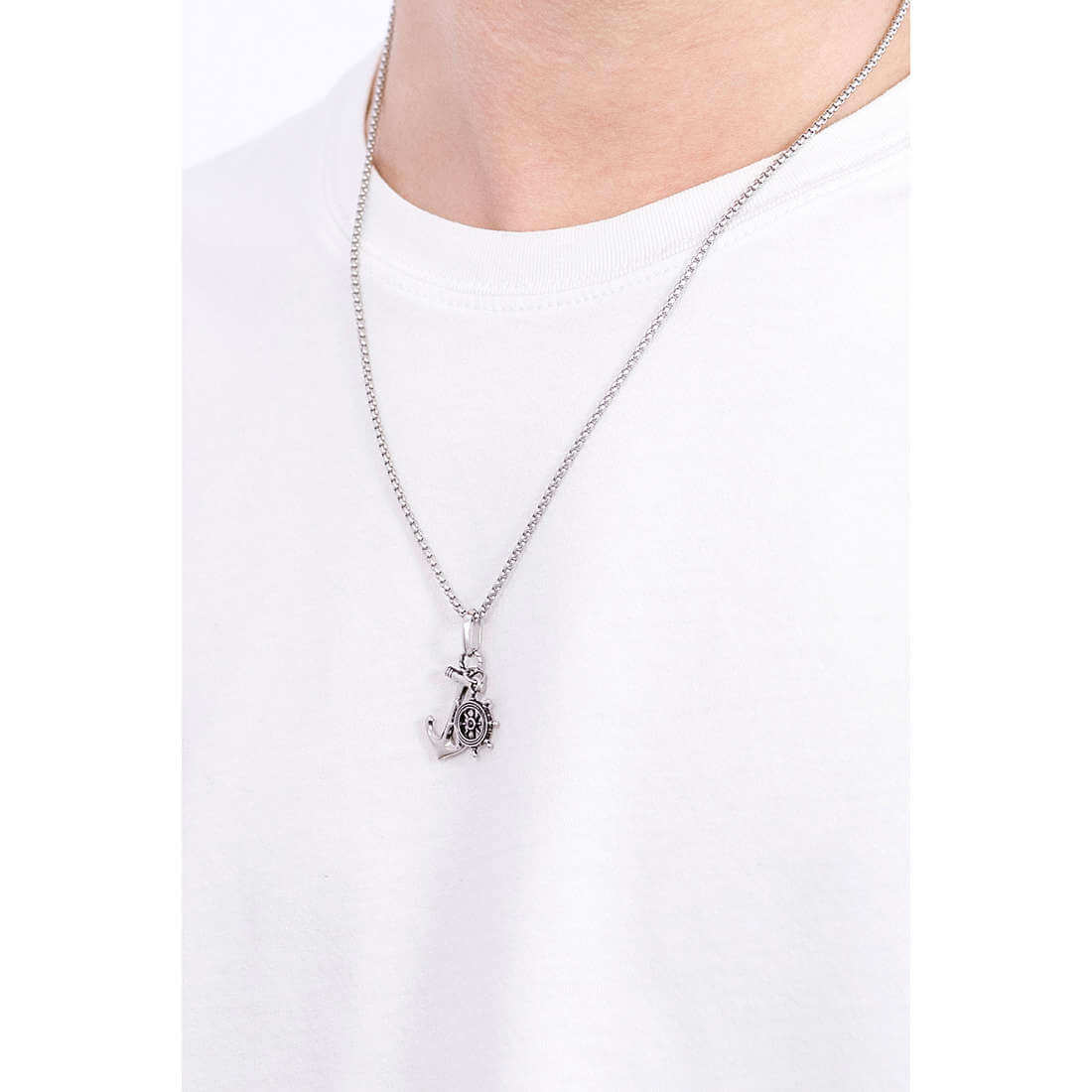 Instinct Marina Stainless Steel Anchor Mens Necklace