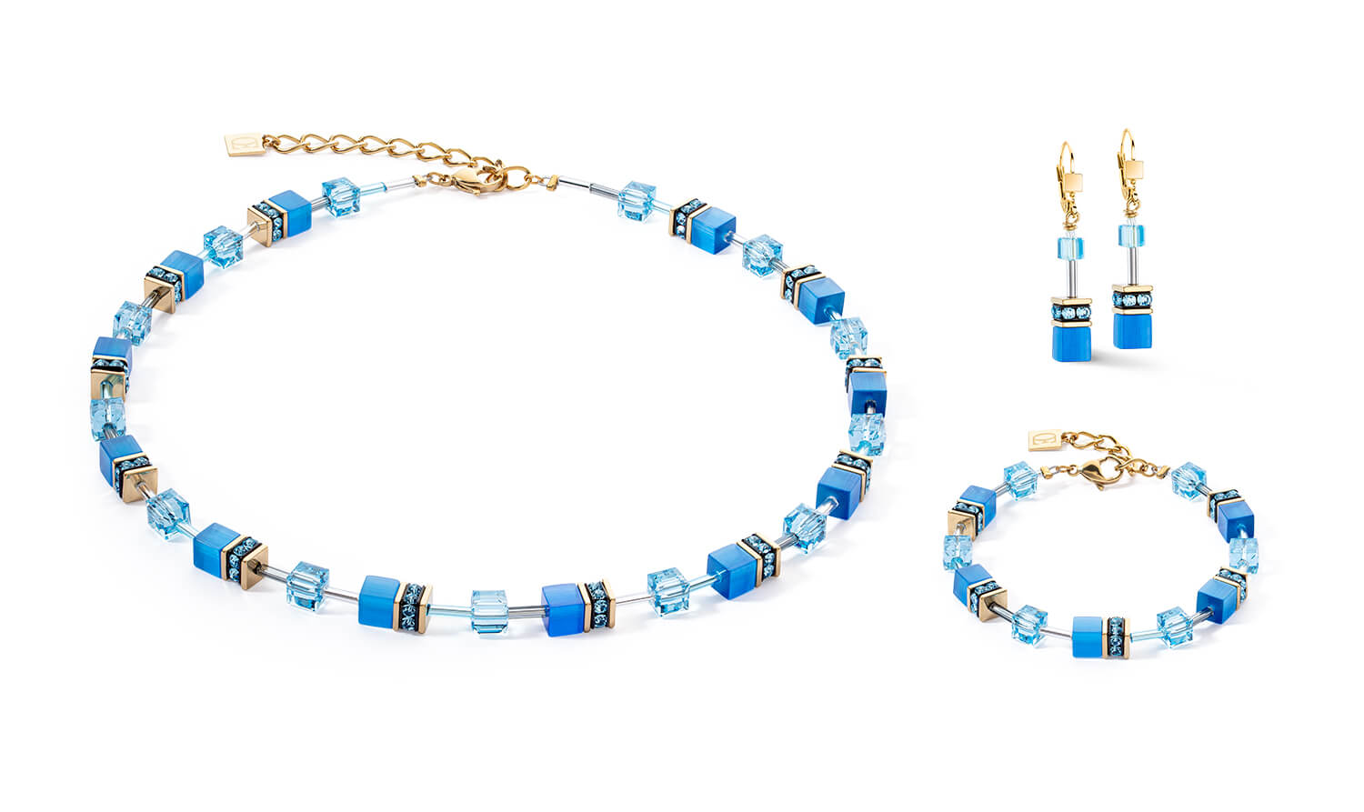 GeoCUBE Iconic Mono Gold Pierced Earrings In Turquoise