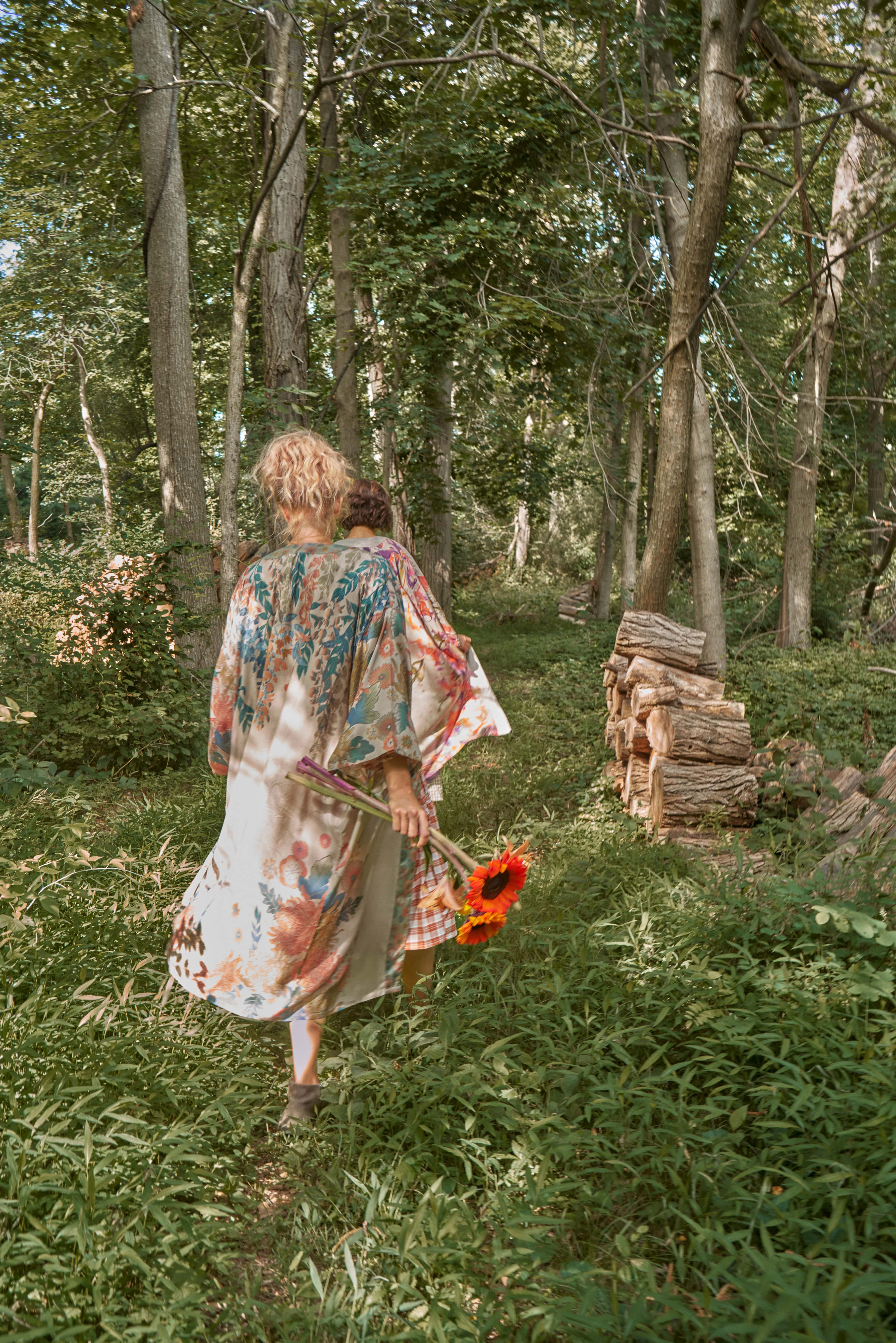Orchid & Iris Kimono Gown - Coconut