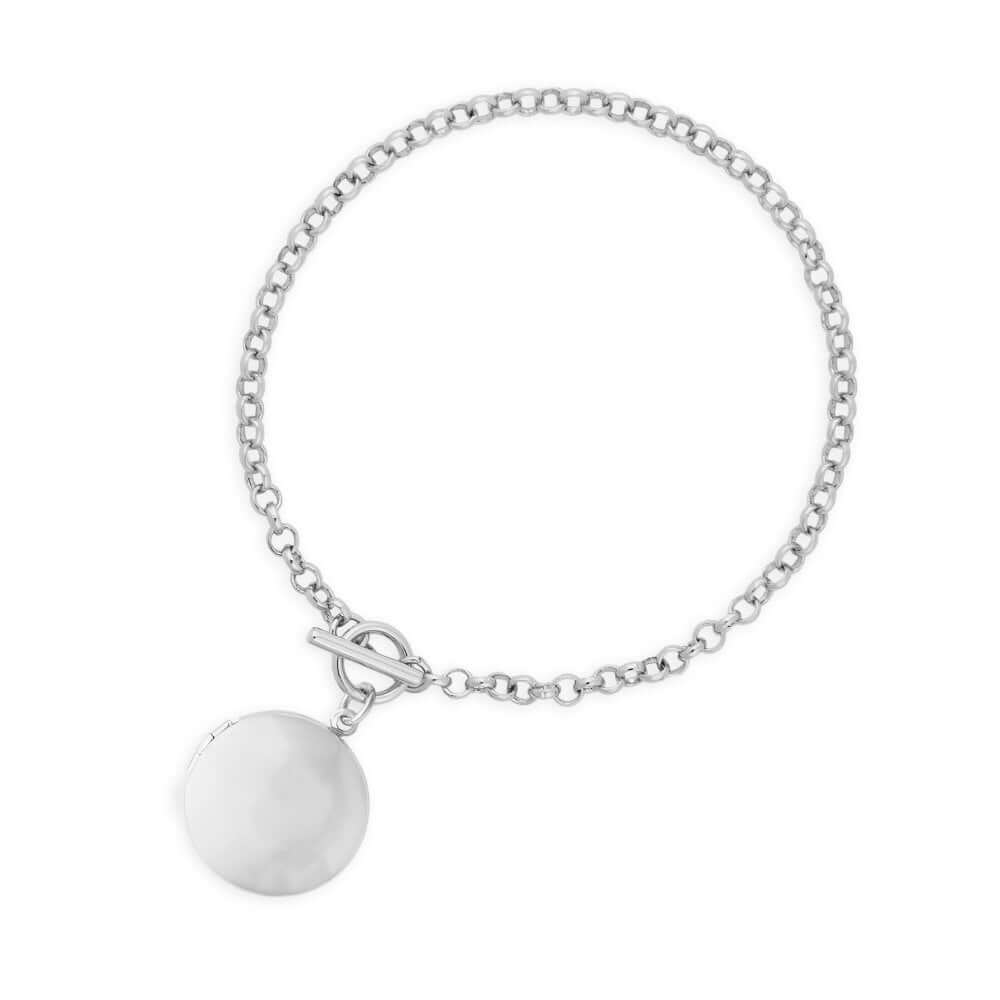 Life Lockets Silver Round Locket 18cm Bracelet